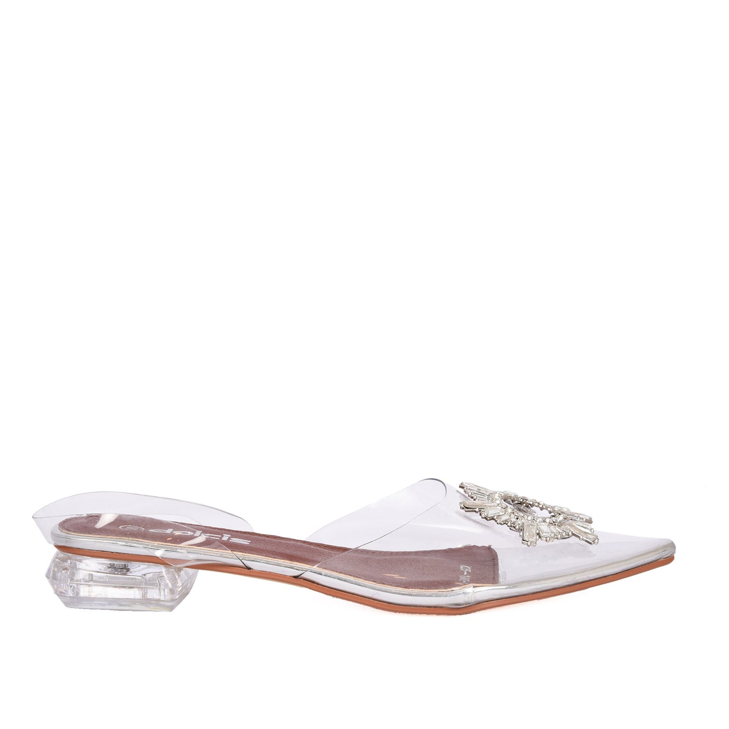 Chic Transparent Mule Flats with Embellishment Slippers | 279C-S