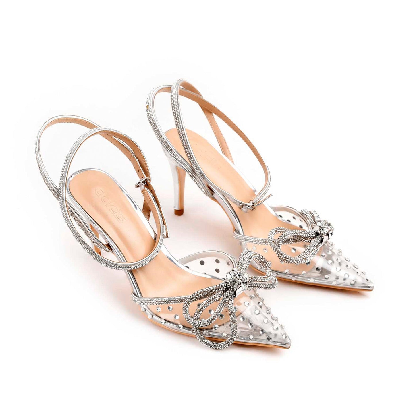 Elegant Silver Strappy High Heel Sandals | 422M-S