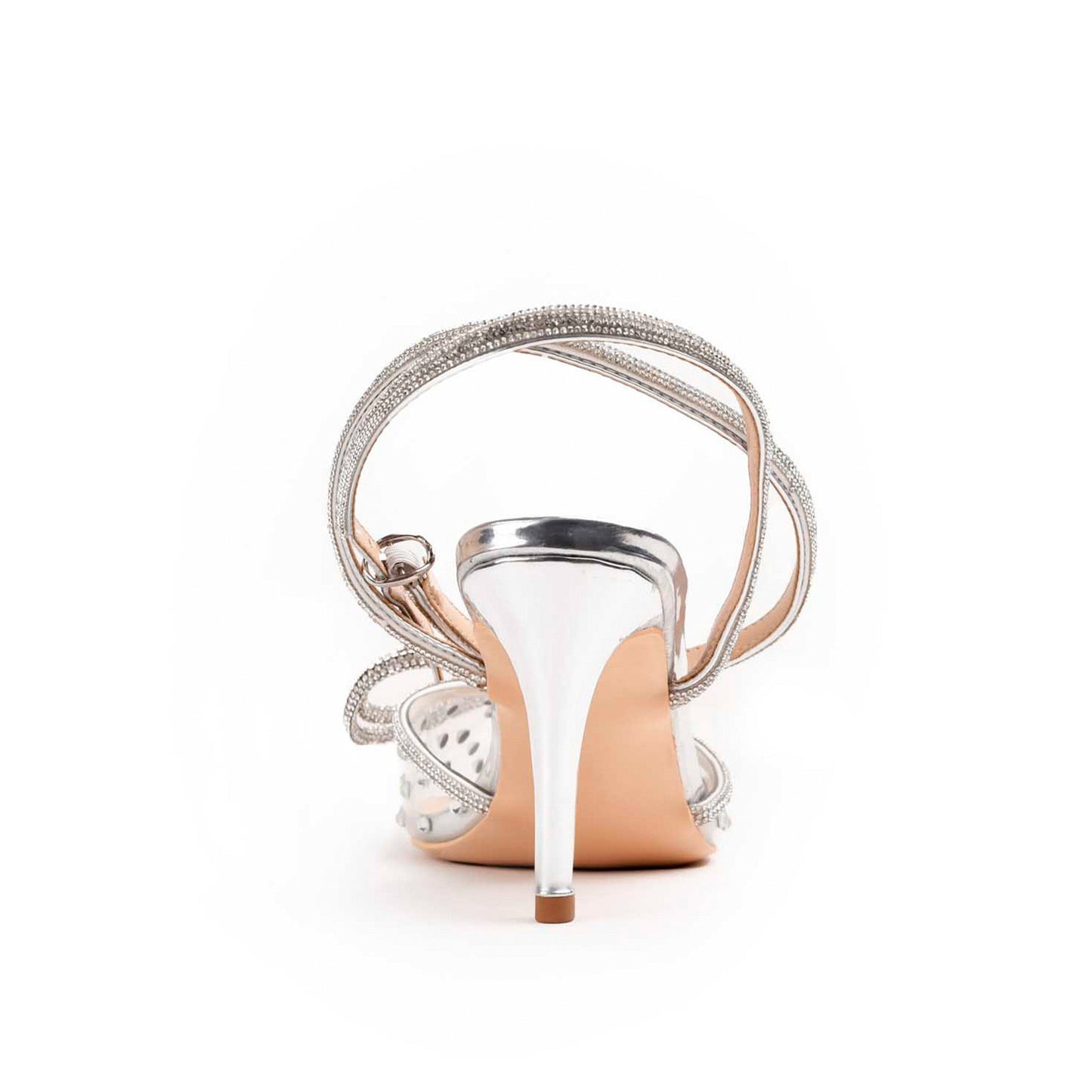 Elegant Silver Strappy High Heel Sandals | 422M-S