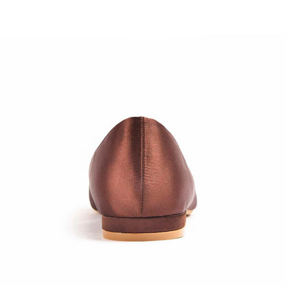 Chic Brown Satin Flats with Crystal Embellishment Slippers | 469M-B