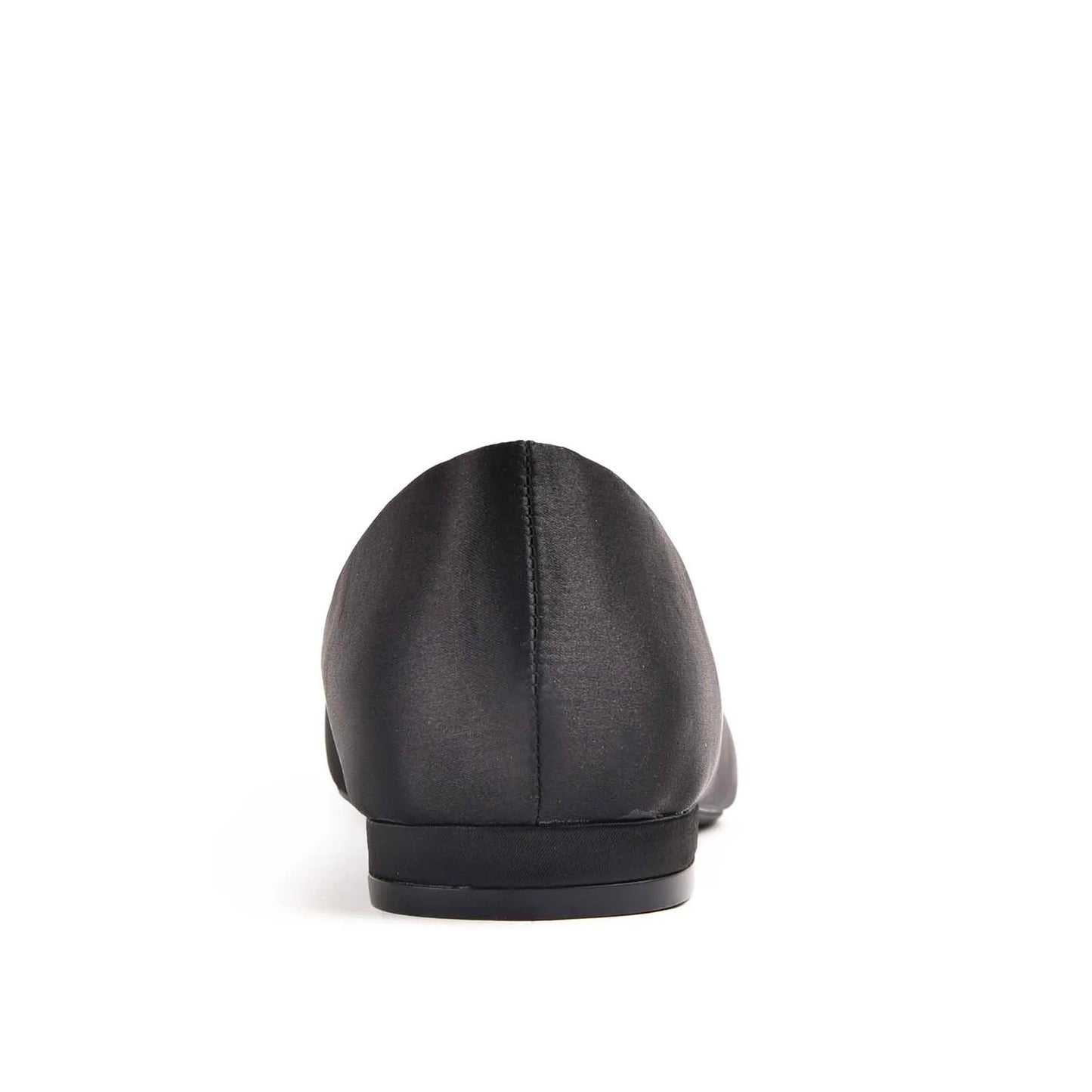 Elegant Black Satin Flats with Crystal Embellishment Slippers| 469M-C