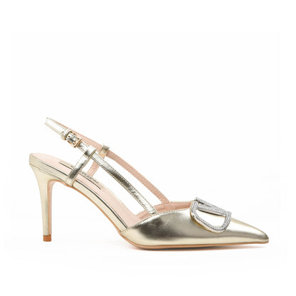 Glamorous Gold Slingback Heels with Buckle | 435L-X