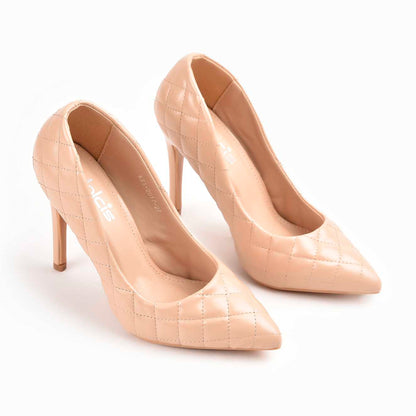 Elegant Nude Quilted High Heel Pumps | 470M-F