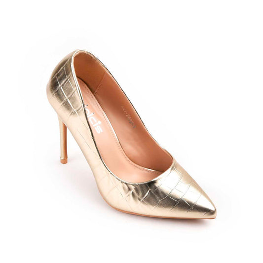 Luxurious Gold Croc-Embossed High Heel Pumps | 472M-X