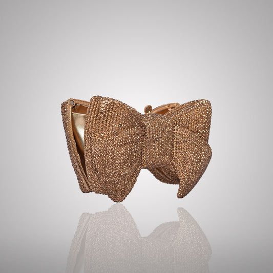 Stylish Gold Bow Swarovski Crystal Clutch | 0C942-X