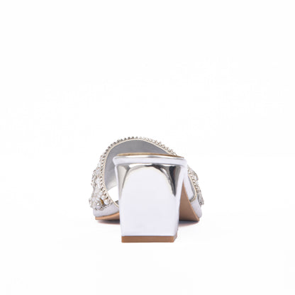 ﻿Elegant Silver Embellished Heels | 556H-S