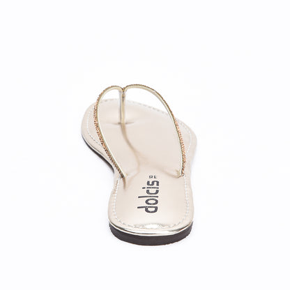 Glamorous Gold Patent Leather Flip Flops Slippers | 717R-X