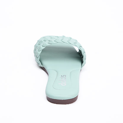 Trendy Mint Green Braided Flats Slippers | 566J-K