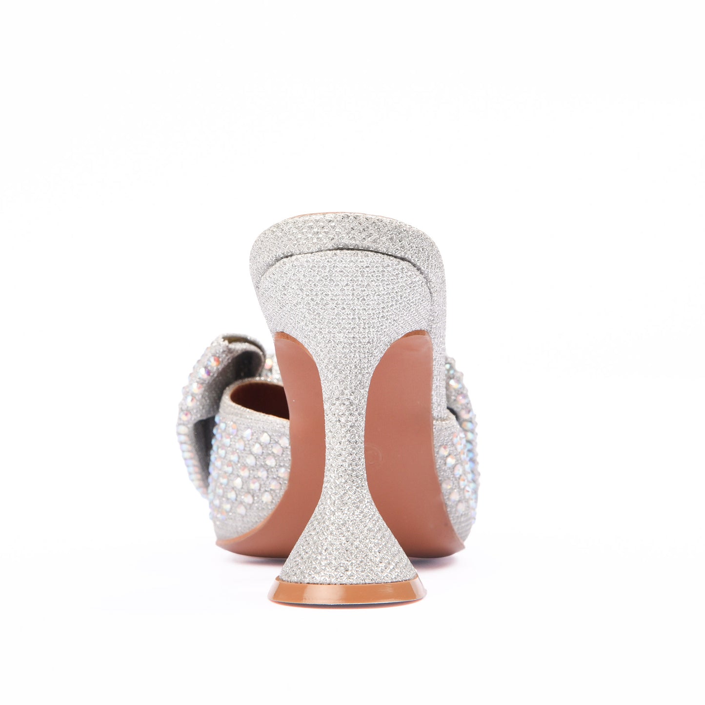 Silver Mule Heels with Rhinestone Bow | 479K-S