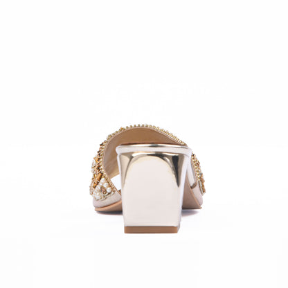 ﻿Elegant Gold Embellished Heels | 556H-X