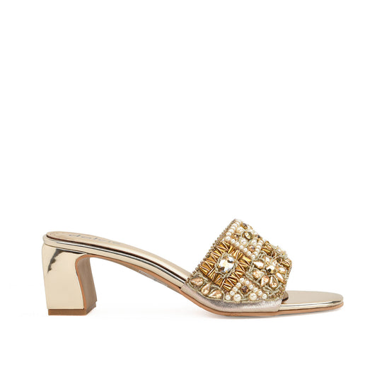 ﻿Elegant Gold Embellished Heels | 556H-X
