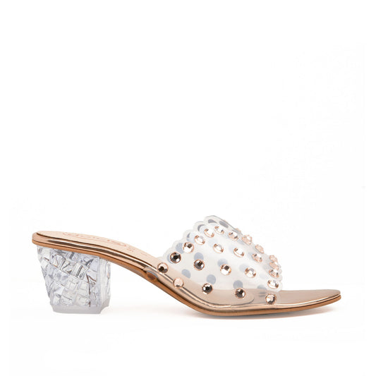 ﻿Chic Clear Embellished Heels | 562H-PX