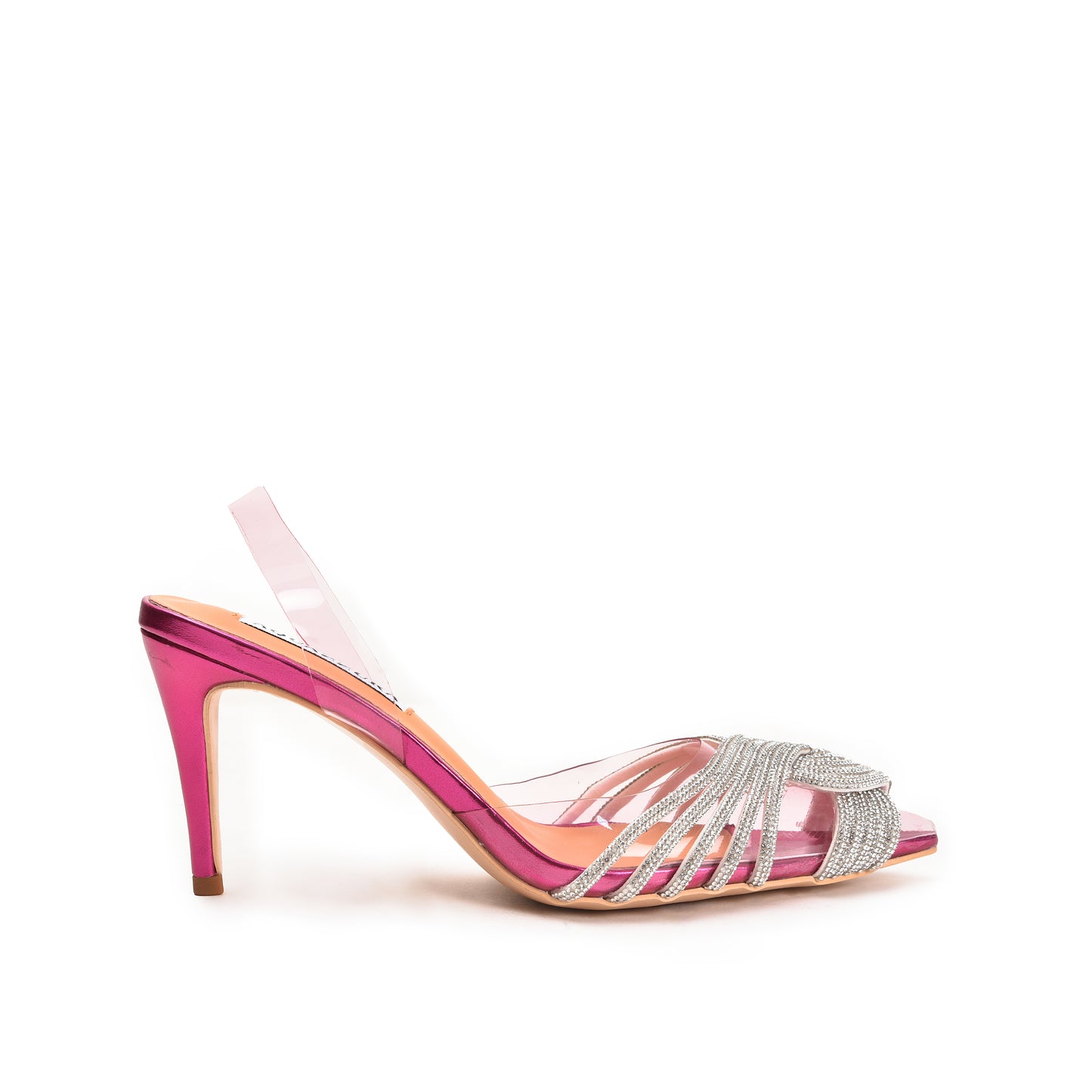 Pink Slingback Heels with Silver Straps | 481M-P