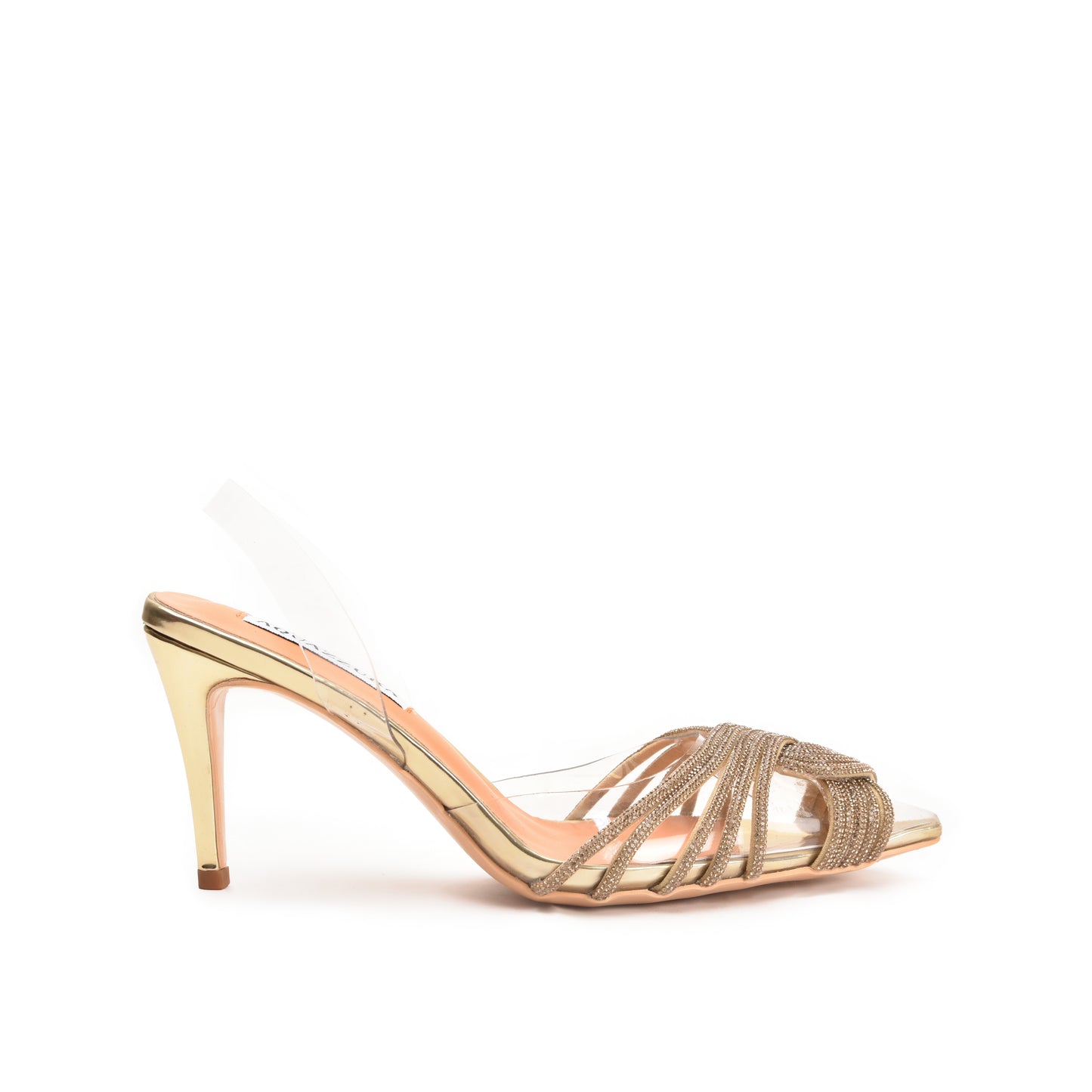 Gold Slingback Heels with Glittering Straps | 481M-X