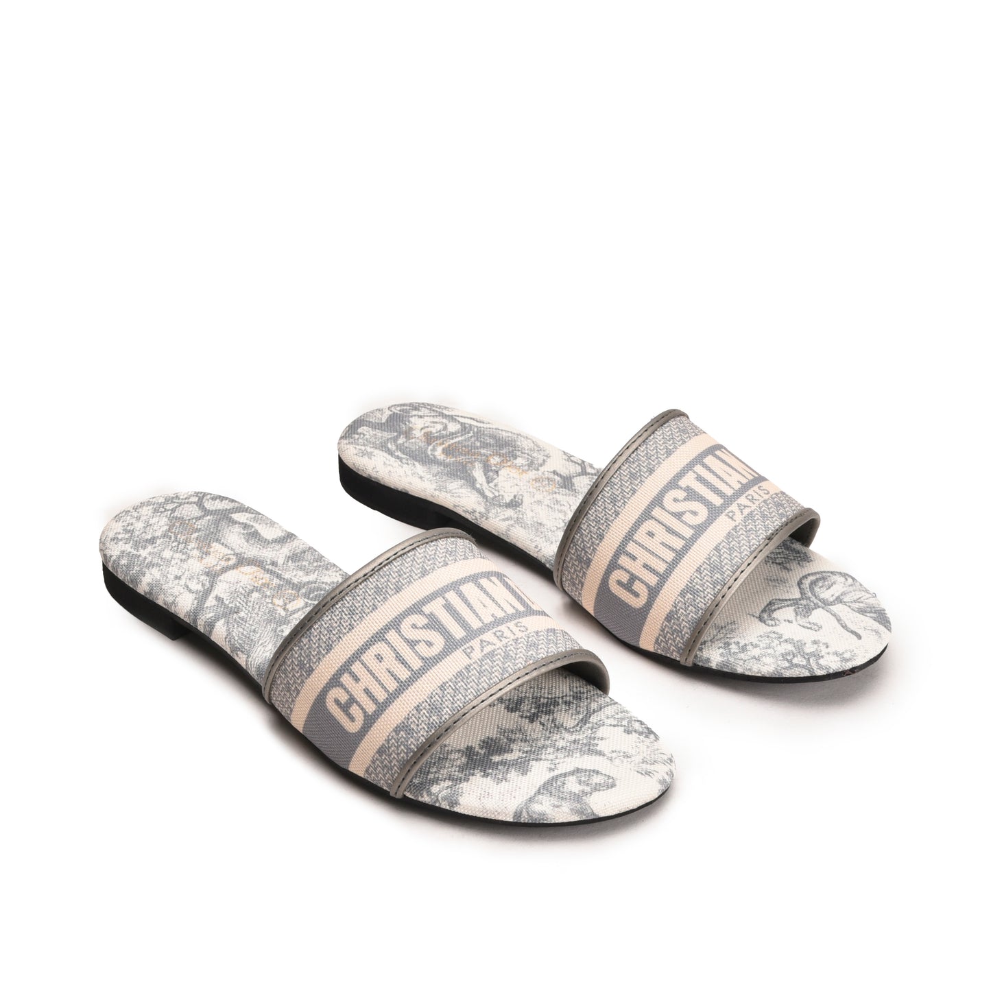 Stylish Grey Slip-On Slippers with Logo Strap Slippers| 597J-G