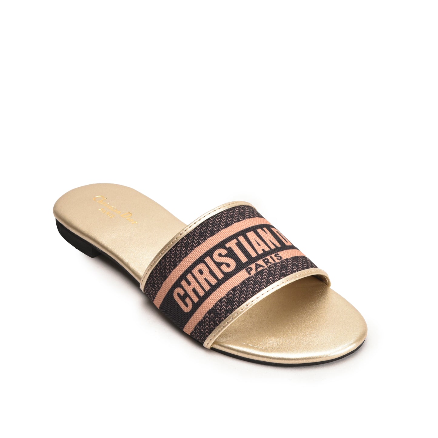 Gold Slip-On Slippers with Logo Strap Slippers | 597J-X