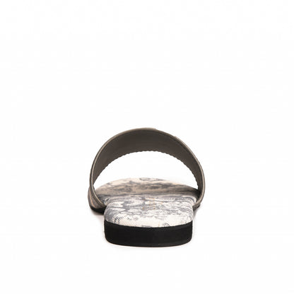 Stylish Grey Slip-On Slippers with Logo Strap Slippers| 597J-G