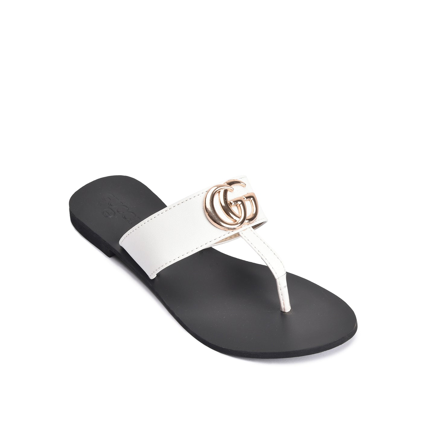 Elegant White Leather Flats Slippers | 716R-W