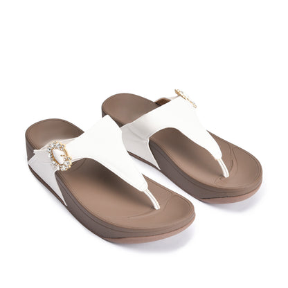Stylish White Embellished Flip-Flops | 749R-W