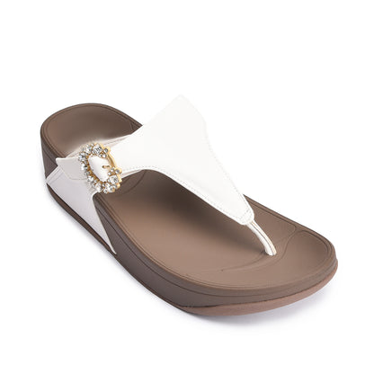 Stylish White Embellished Flip-Flops | 749R-W