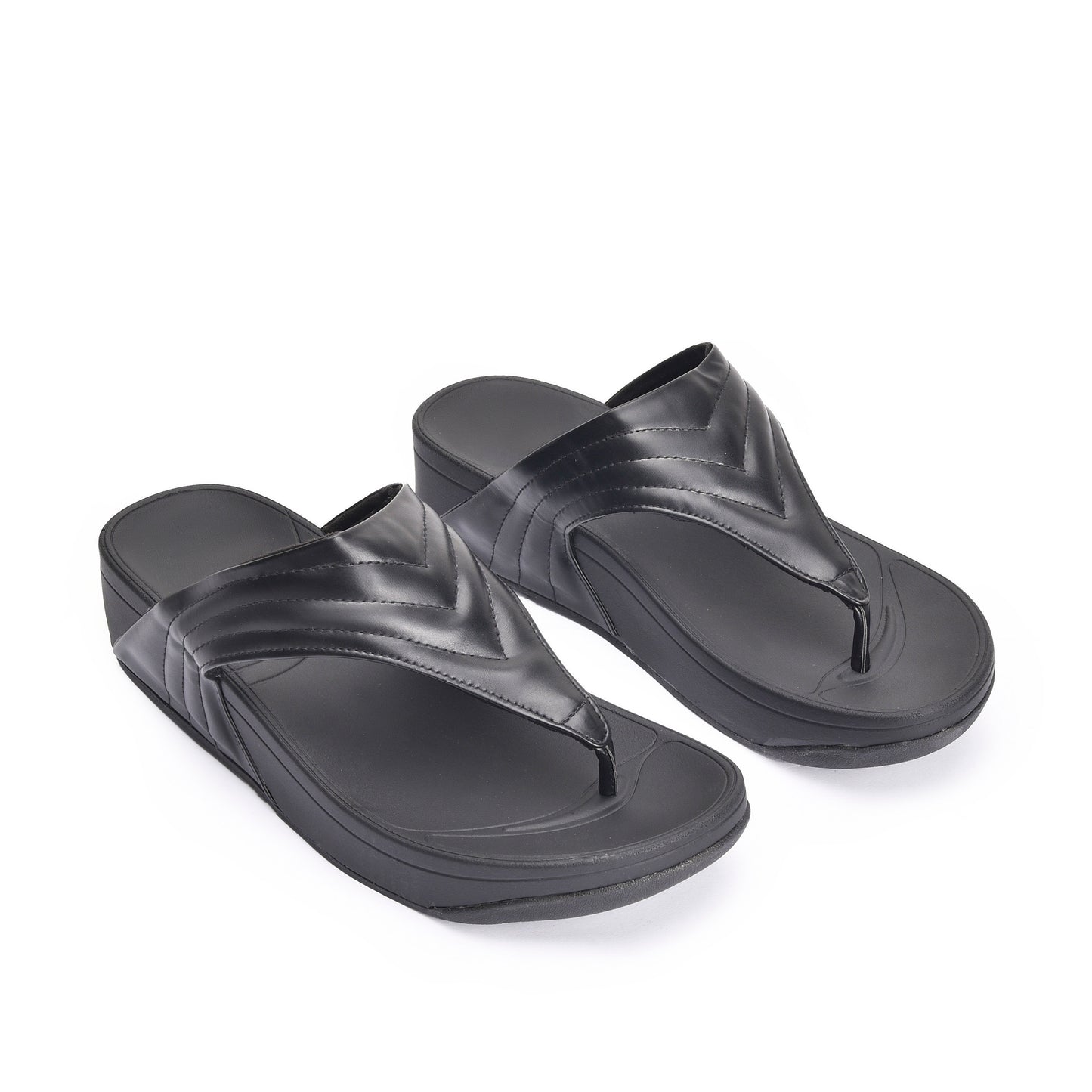 Sleek Black Wedge Flip-Flops | 750R-C