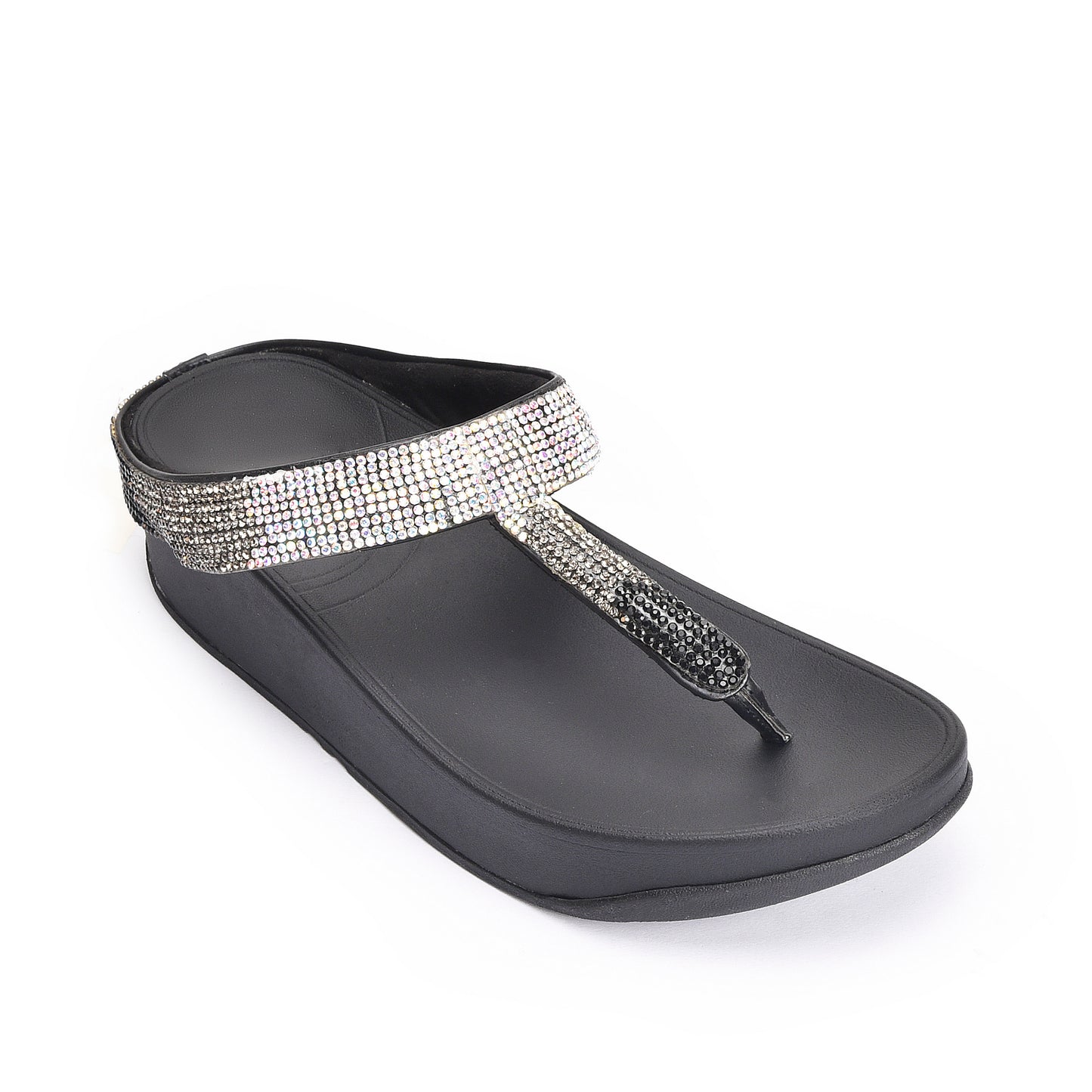 Elegant Black Embellished Flip-Flops | 751R-C