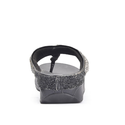 Elegant Black Embellished Flip-Flops | 751R-C