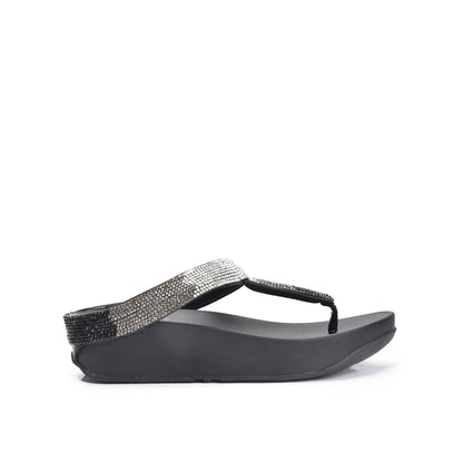 Elegant Black Embellished Flip-Flops | 751R-C