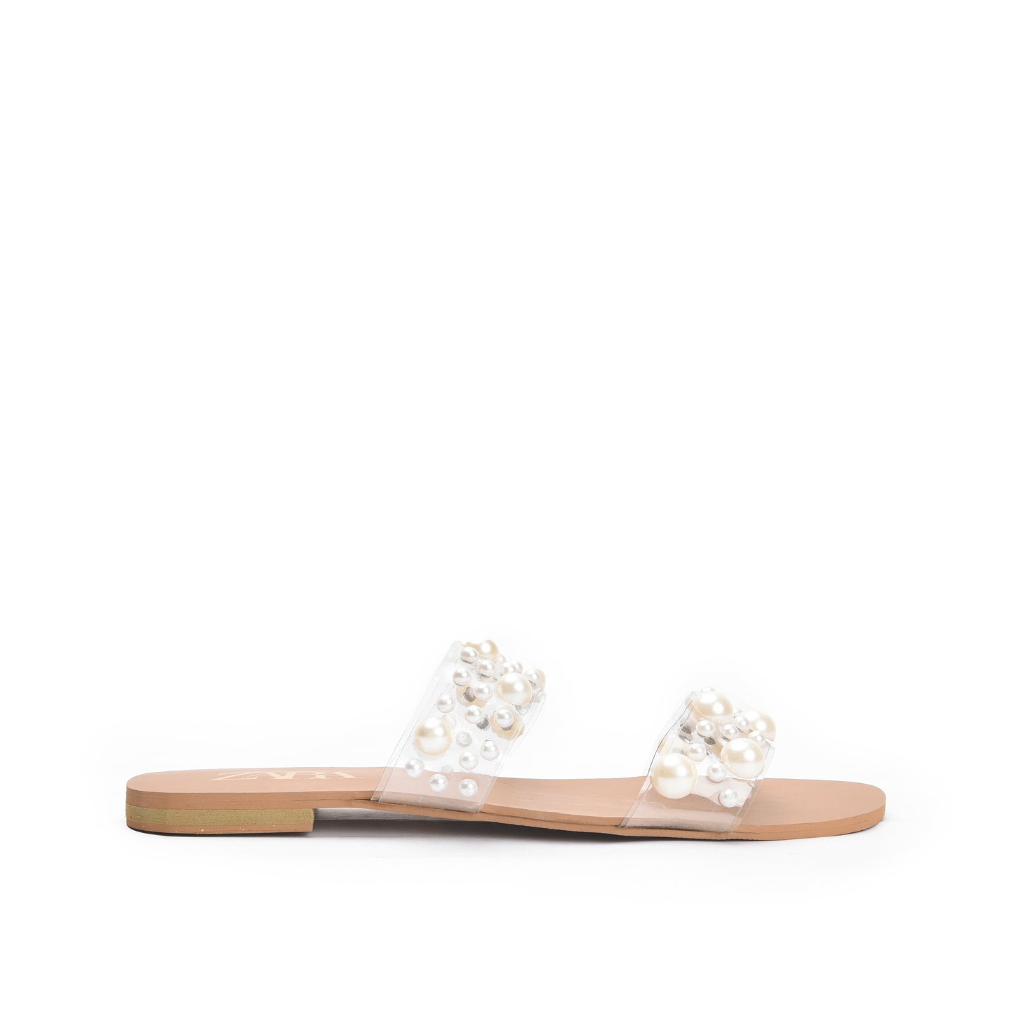 Elegant White Flats with Pearl Embellishments Slippers | 519K-W