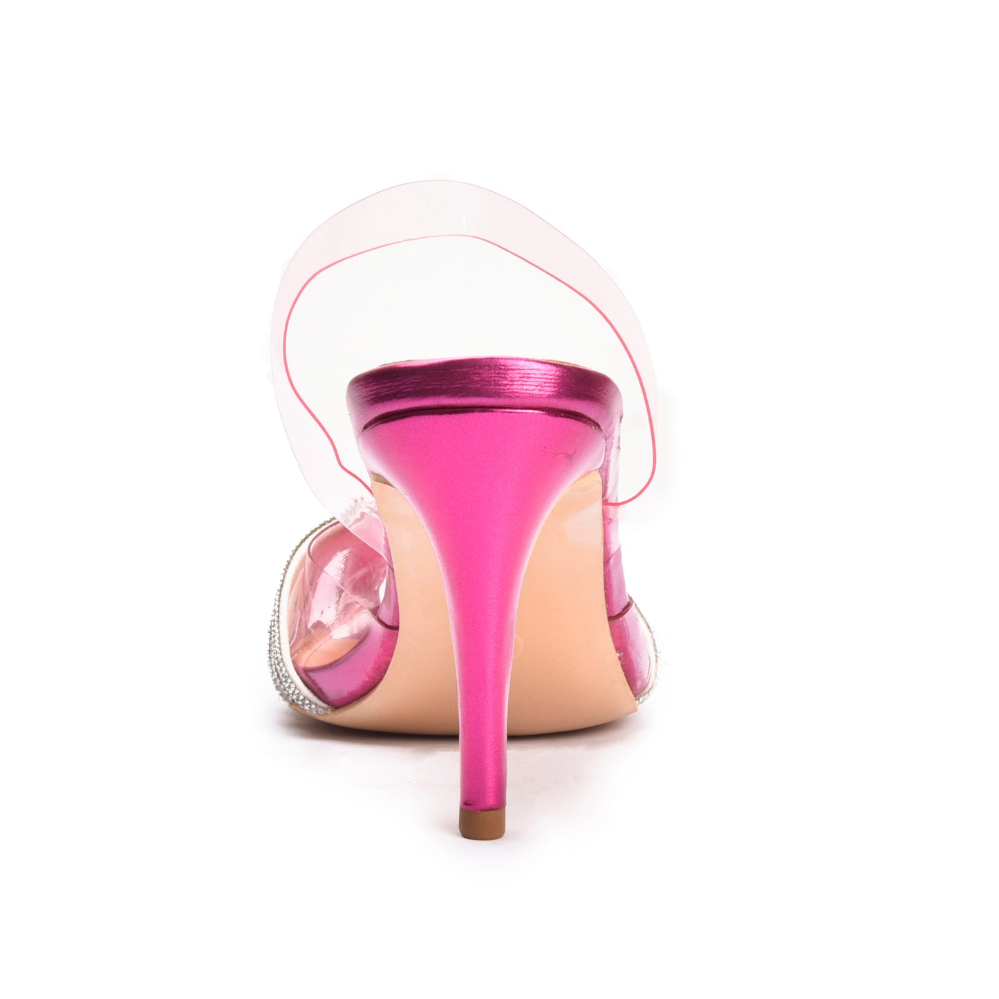 Pink Slingback Heels with Silver Straps | 481M-P