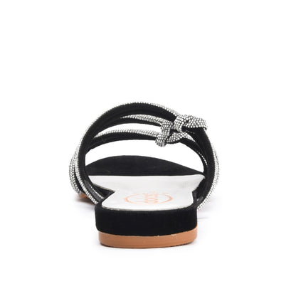 Elegant Black Strappy Flats Slippers | 530K-C