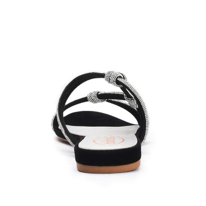 Elegant Black Strappy Flats Slippers | 533K-C