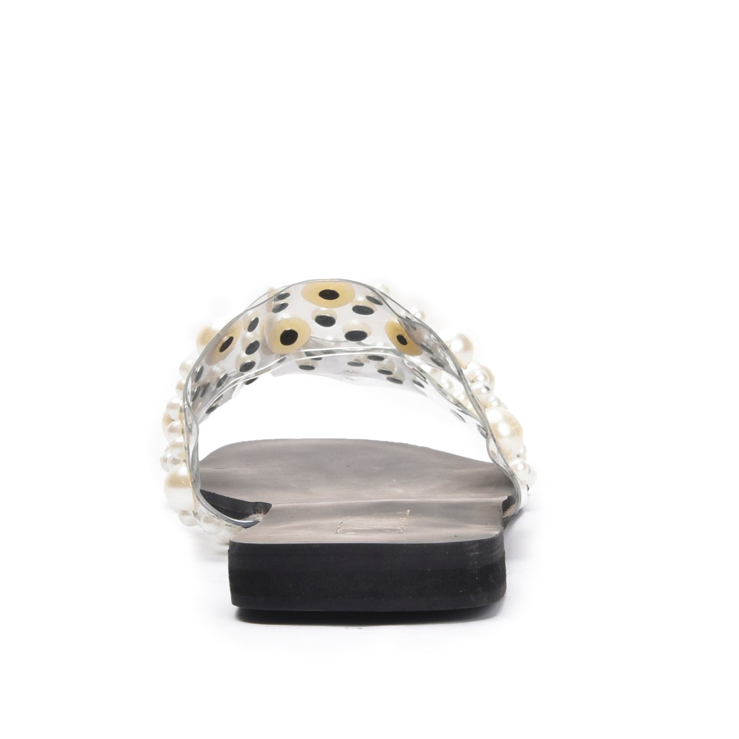 Chic Black Flats with Pearl Embellishments Slippers | 519K-C